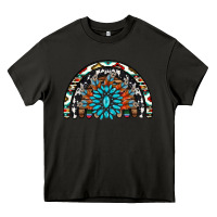 Asphalt western turquoise aztec cowhide serape  rainbows Heavy Core Tee - AdoDesignShop