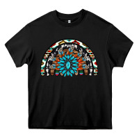 Black western turquoise aztec cowhide serape  rainbows Heavy Core Tee - AdoDesignShop