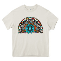 Cream western turquoise aztec cowhide serape  rainbows Heavy Core Tee - AdoDesignShop
