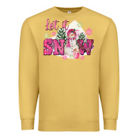 Antique Gold Let It Snow Pink Christmas Premium Sweatshirt - FaDigitalArtStudio