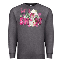 Charcoal Heather Let It Snow Pink Christmas Premium Sweatshirt - FaDigitalArtStudio