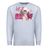 Heather Grey Let It Snow Pink Christmas Premium Sweatshirt - FaDigitalArtStudio