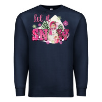 Navy Let It Snow Pink Christmas Premium Sweatshirt - FaDigitalArtStudio