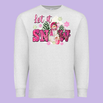 Let It Snow Pink Christmas Premium Sweatshirt Designed By Fadigitalartstudio
