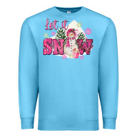 Ocean Blue Let It Snow Pink Christmas Premium Sweatshirt - FaDigitalArtStudio