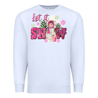 White Let It Snow Pink Christmas Premium Sweatshirt - FaDigitalArtStudio