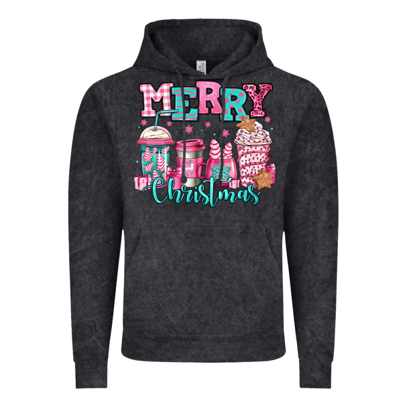 Merry Christmas Pink Coffee Cups Vintage Hoodie by Jasminsmagicworld | Teevron