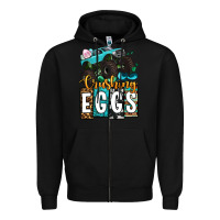 Black Easter Day Monster truck crushing eggs Zipper Hoodie - OliviaCreatesArt