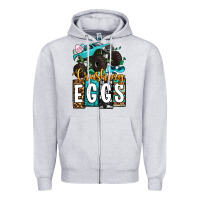 Heather Grey Easter Day Monster truck crushing eggs Zipper Hoodie - OliviaCreatesArt