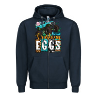 Navy Easter Day Monster truck crushing eggs Zipper Hoodie - OliviaCreatesArt