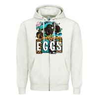 Oatmeal Heather Easter Day Monster truck crushing eggs Zipper Hoodie - OliviaCreatesArt