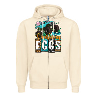 Sandshell Easter Day Monster truck crushing eggs Zipper Hoodie - OliviaCreatesArt