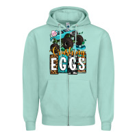 Seafoam Easter Day Monster truck crushing eggs Zipper Hoodie - OliviaCreatesArt