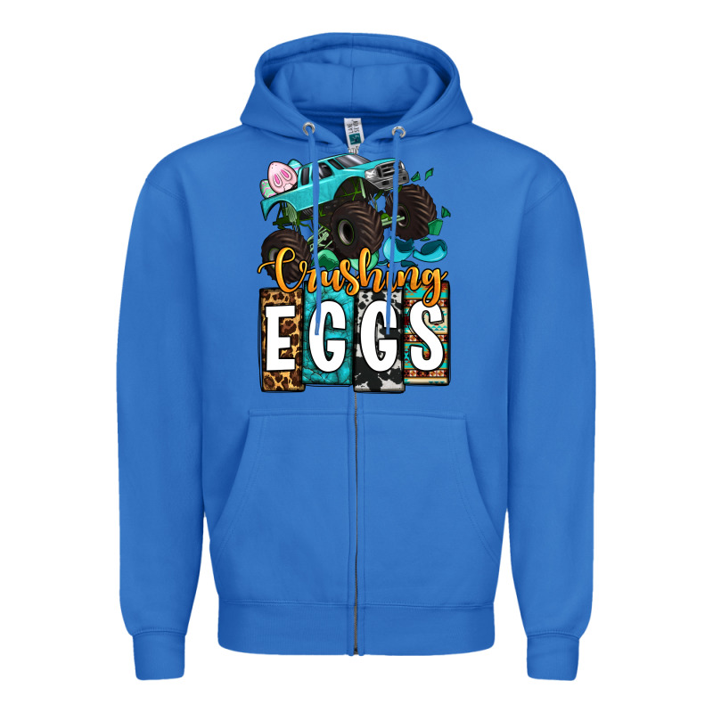 Easter Day Monster Truck Crushing Eggs Zipper Hoodie by OliviaCreatesArt | Teevron