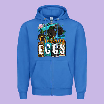 Easter Day Monster Truck Crushing Eggs Zipper Hoodie Designed By Oliviacreatesart