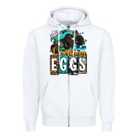 White Easter Day Monster truck crushing eggs Zipper Hoodie - OliviaCreatesArt