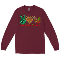 Burgundy Peace Love Mexico Long Sleeve Tee - texasbilliewilder