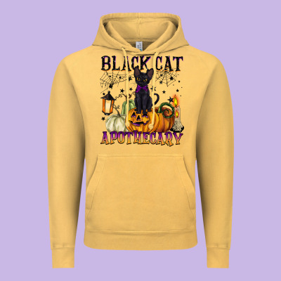 Black Cat Apothecary Vintage Hoodie Designed By Barkaloodesign