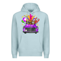Blue Mist Mardi Gras Truck Leopard Mask Premium Hoodie - FaDigitalArtStudio