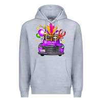 Heather Grey Mardi Gras Truck Leopard Mask Premium Hoodie - FaDigitalArtStudio