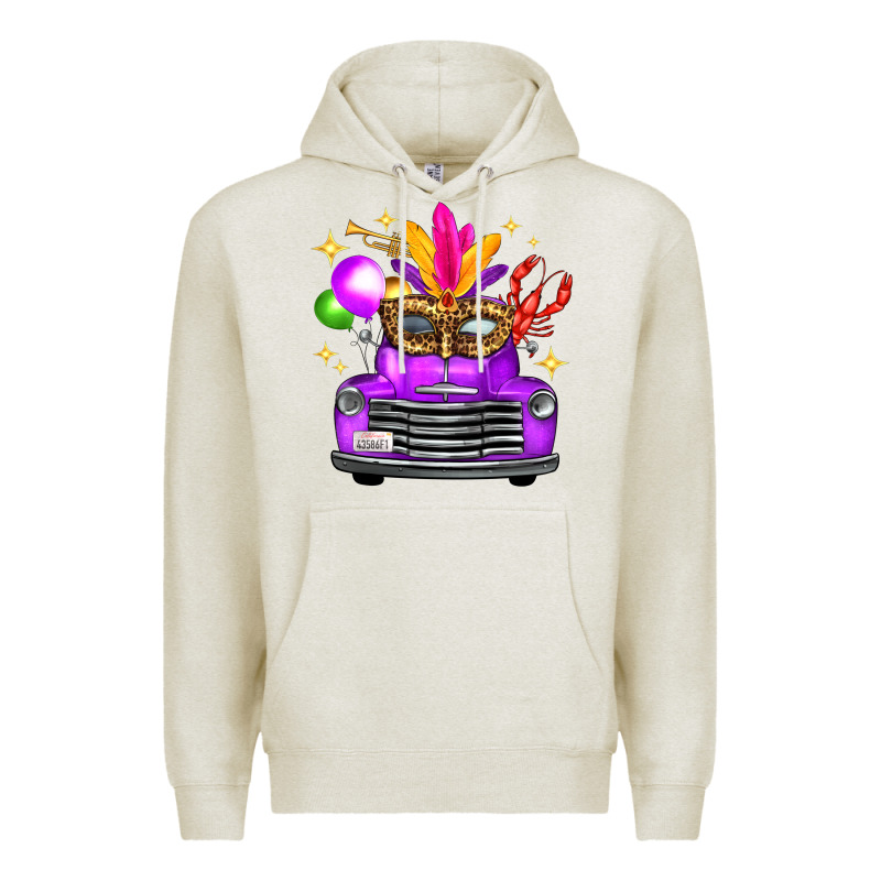 Mardi Gras Truck Leopard Mask Premium Hoodie by FaDigitalArtStudio | Teevron