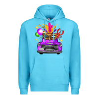 Ocean Blue Mardi Gras Truck Leopard Mask Premium Hoodie - FaDigitalArtStudio