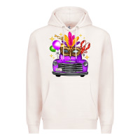 Pale Pink Mardi Gras Truck Leopard Mask Premium Hoodie - FaDigitalArtStudio