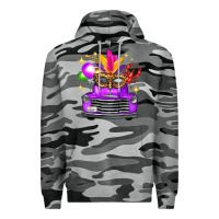 Slate Camo Mardi Gras Truck Leopard Mask Premium Hoodie - FaDigitalArtStudio