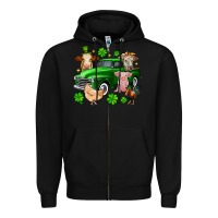 Black St. Patrick's farm animal truck Zipper Hoodie - OliviaCreatesArt
