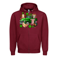 Burgundy St. Patrick's farm animal truck Zipper Hoodie - OliviaCreatesArt