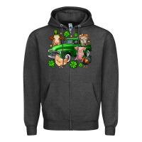 Charcoal Heather St. Patrick's farm animal truck Zipper Hoodie - OliviaCreatesArt