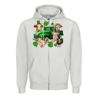 Dove Grey St. Patrick's farm animal truck Zipper Hoodie - OliviaCreatesArt