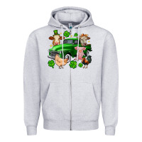 Heather Grey St. Patrick's farm animal truck Zipper Hoodie - OliviaCreatesArt