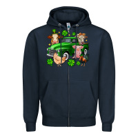Navy St. Patrick's farm animal truck Zipper Hoodie - OliviaCreatesArt
