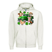 Oatmeal Heather St. Patrick's farm animal truck Zipper Hoodie - OliviaCreatesArt