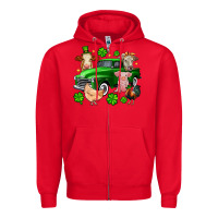 Red St. Patrick's farm animal truck Zipper Hoodie - OliviaCreatesArt