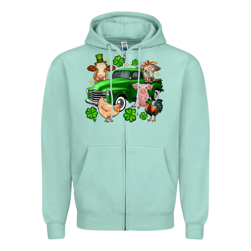 St. Patrick's Farm Animal Truck Zipper Hoodie by OliviaCreatesArt | Teevron