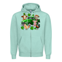 Seafoam St. Patrick's farm animal truck Zipper Hoodie - OliviaCreatesArt