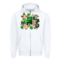 White St. Patrick's farm animal truck Zipper Hoodie - OliviaCreatesArt