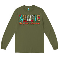 Army Green Auntie Like a Mom Only Cooler Long Sleeve Tee - texasbilliewilder