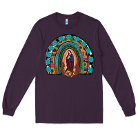 Plum Lady Of Guadalupe Rainbow Long Sleeve Tee - RanaPortraitStore