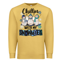 Antique Gold Chillin With My Snowmies Premium Sweatshirt - FaDigitalArtStudio