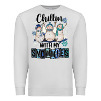 Dove Grey Chillin With My Snowmies Premium Sweatshirt - FaDigitalArtStudio