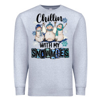 Heather Grey Chillin With My Snowmies Premium Sweatshirt - FaDigitalArtStudio