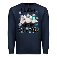 Navy Chillin With My Snowmies Premium Sweatshirt - FaDigitalArtStudio