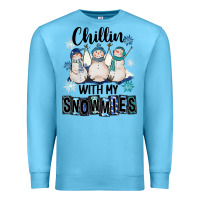 Ocean Blue Chillin With My Snowmies Premium Sweatshirt - FaDigitalArtStudio