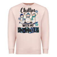 Pale Pink Chillin With My Snowmies Premium Sweatshirt - FaDigitalArtStudio