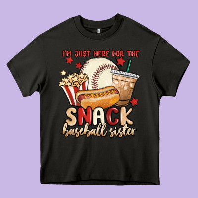 I'm Just Here For The Snack Baseball Sister Heavy Core Tee Designed By Maliassmallbusiness
