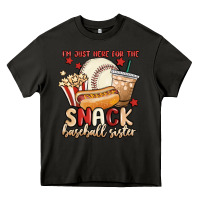 Asphalt i'm just here for the snack baseball sister Heavy Core Tee - MaliasSmallBusiness