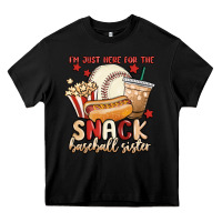 Black i'm just here for the snack baseball sister Heavy Core Tee - MaliasSmallBusiness